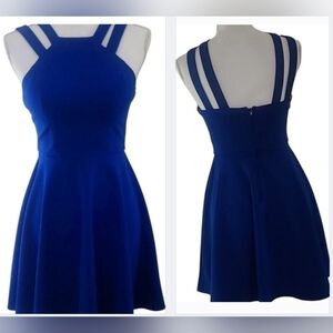B Darlin Blue Halter Fit and Flare Mini Dress